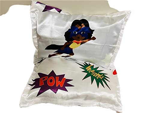 Image of Satin Crib Fitted Sheet for Baby Girls,Boys Toddler Bed, daybed to retain Hair Moisture Size (Superheros, Toddler Pillowcase13 x 18 inches)