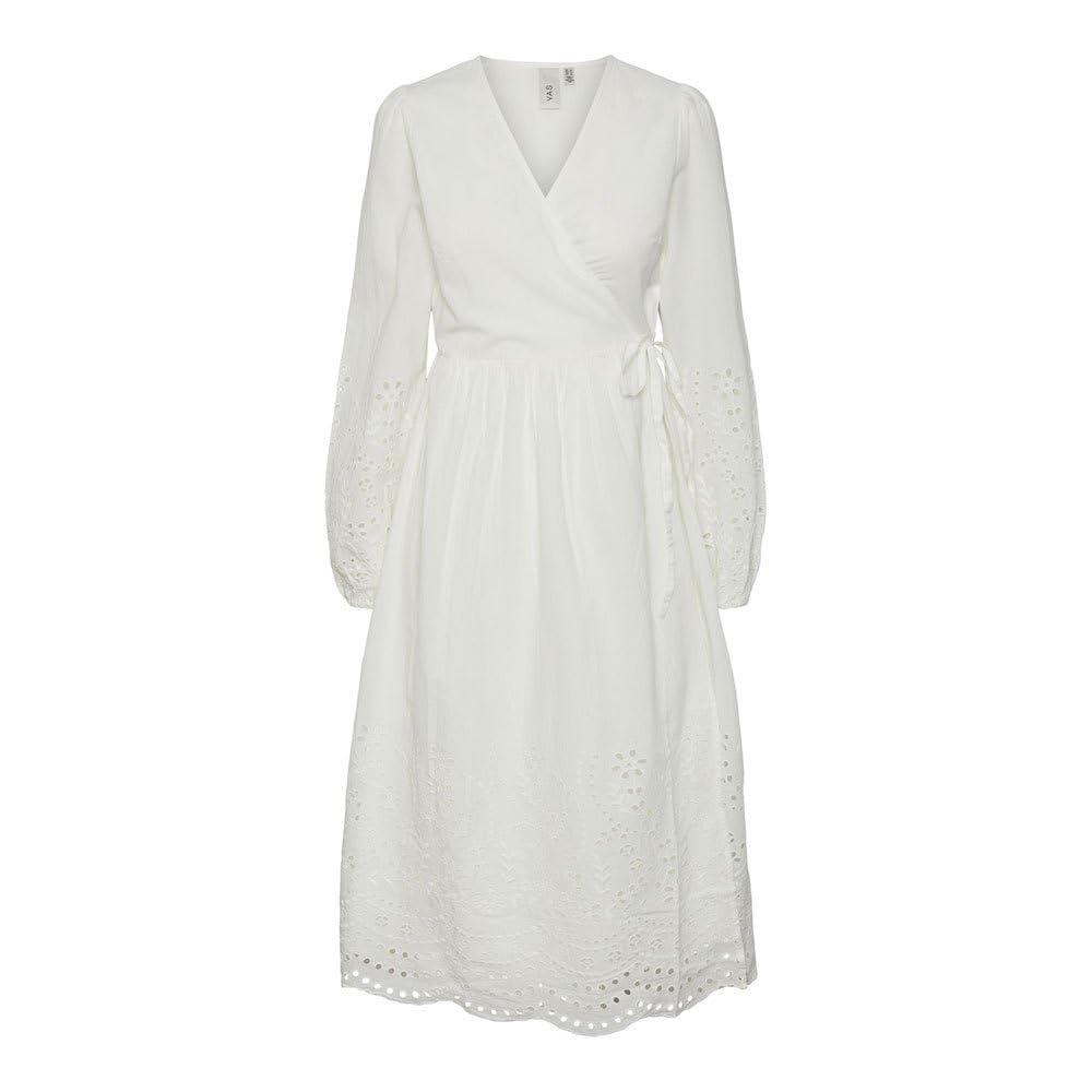 Y.A.S Yasluma Ls Long Wrap Dress S. Noos, Star White, S