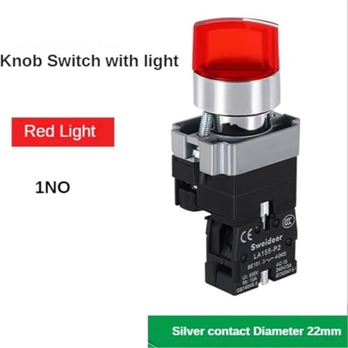 Interrupteur rotatif bouton poussoir led 22mm self-reset - 2