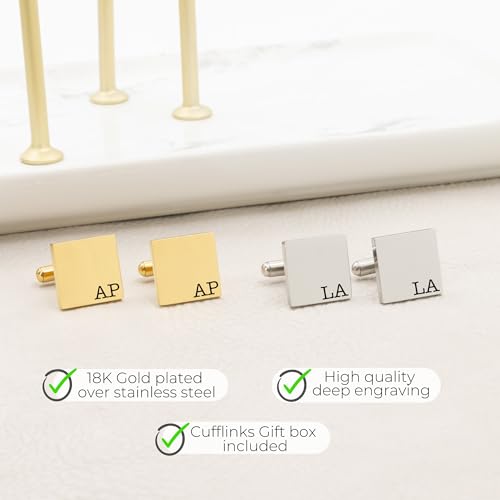 Mancuernillas personalizadas de acero y oro 18k para hombre miniatura 6