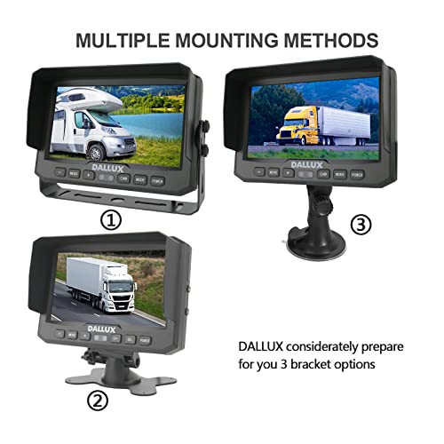 Reversing camera system with 7 inch monitor + 4-pin camera cable & IP69 night vision rearview camera set for heavy commercial vehicles/trucks/trailers/buses/van/agriculture/heavy transport (12-24 V) - Image 5