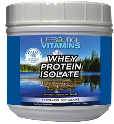 LifeSource Vitamins 1.1 lb - US Dairy Cows Grass Fed Whey Protein Isolate - Double Chocolate Fudge sweetened w/Stevia