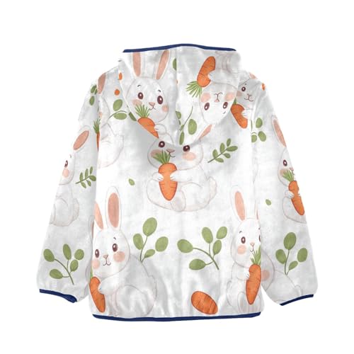 Cute Rabbit Hold Carrot Girls Fleece Jacket Girls Fall Jacket Girls Zip Up Hoodie Girls Sherpa Jacket 2-10T2
