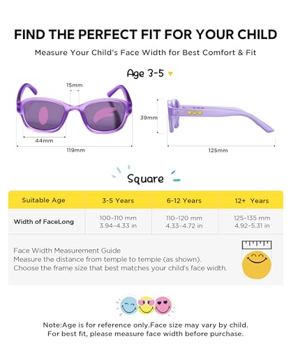 Image of SMILEYWORLD Kids Sunglasses Polarized UV400 Protection for Boys Girls Flexible Unbreakable Lightweight Shatter-Resistant