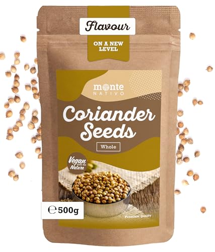 Coriander Seeds Monte Nativo (500g) - Dried Corriander whole - Gently dried and aromatic Spices ideal for Cooking and Seasoning