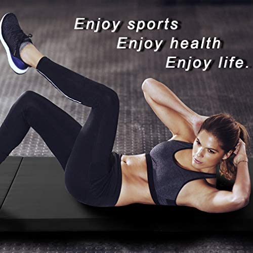 Exercise Mat 4\'x10\'x2\" Gymnastics Mat 4 Folding Gymnastics Tumbling Mats 2\" Thick PU Leather Yoga Mat Portable With Carrying Handles for home Workout outdoor Yoga Pilates
