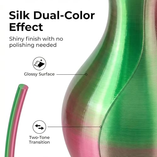 Image of Silk PLA Multicolor 200gx4 Bundle, Shiny 3D Printer Filament 1.75mm | Silky Dual-color Glossy PLA Bundle Red Gold /Green /Black /Blue, ±0.02mm , ideal for vivid small-print multicolor effects