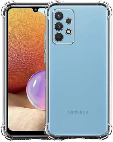 Image of BOXXO Flexible Back Cover for Samsung Galaxy A32 4G | Back Cover Transparent Clear Shockproof Case Four Corner Protection | Slim Protective Mobile Phone Cover for Samsung Galaxy A32 4G