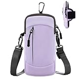 Cell Phone Crossbody Bag with Arm Band, Waterproof Phone Holder Pouch Fits iPhone & Android up to 7'', Small Sling Shoulder Purse for Running, Hiking, Travel, Workout (Purple)