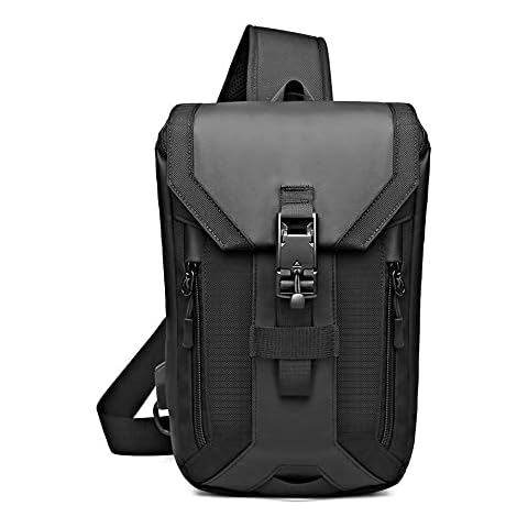 OZUKO Sling Backpack Sling Bag Chest Shoulder Backpack, Waterproof Crossbody Daypack Casual Backpack Chest Bag Rucksack with USB Charging Port (Black) Cover