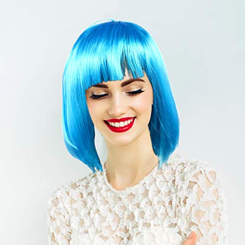 Lurrose 4 peças Peruca Cosplay Colorida Bob Peruca Cabelo Curto Cobertura de Cabeça para Festa para