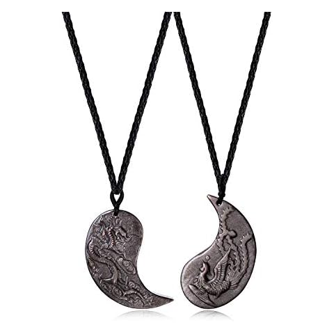 Collares Yin Yang para la Pareja de Obsidiana Plateada Cover
