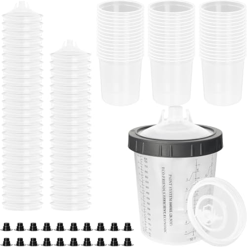 Image of Paint Spray Gun Disposable Cups System 800ml (28oz) with Lids Liners