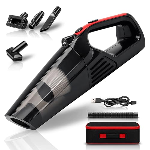 Image of Tomahawk TCV-126 Cordless Handheld Vacuum Cleaner, 120W 7.4V Rechargeable Car Vacuum, 5000KPA Suction, Wet & Dry Portable Vacuum for Home & Car, 0.35L Dust Cup, HEPA Filter, Lightweight for Pet Hair