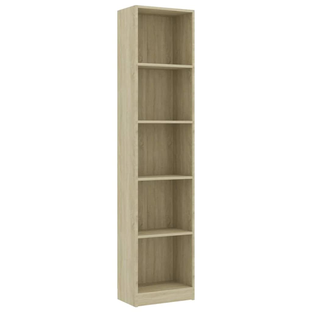 vidaXL 5-Tier Book Cabinet Shelf Bookcase Book Shelf Display Shelf Storage Organiser Home Office Furniture Sonoma Oak Engineered Wood