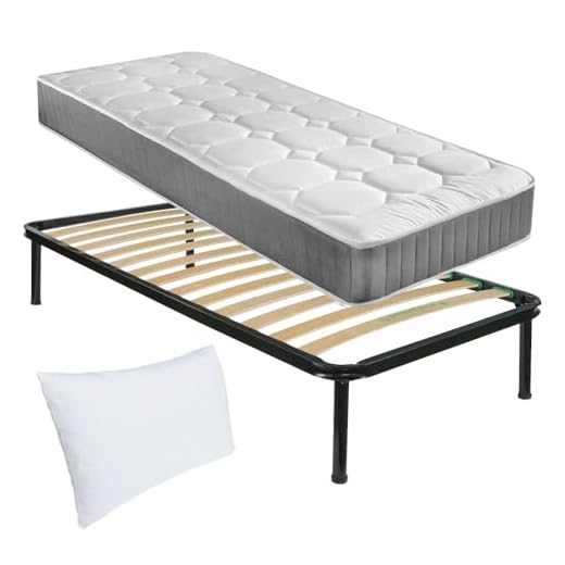 Comprarredo Rete in ferro a doghe e Materasso rigido singolo a molle bonnel Panama 80x190 in acciaio temperato, alto 19 cm anallergico e antiacaro, con morbido cuscino