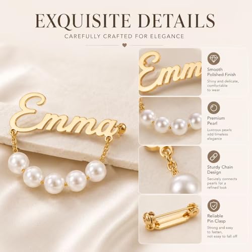 Image of Custom Name Lapel Pin Personalized Script Brooch for Women Men, Customizable Name Badge Elegant Cursive Letter Pin, Minimalist Jewelry Gift for Wedding Birthday Anniversary