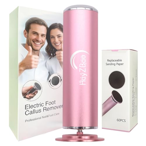 HayZBao FSA&HSA Electric Foot Callus Remover - Callus Remover for Feet Professional Pedicure Tool for Dead Skin Electric Foot File with 60 Pcs Sandpaper Discs - Pink