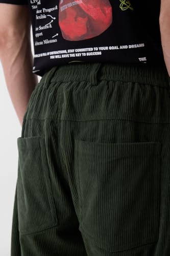 Image of SNITCH Men Cargo Pants | Relaxed Fit with Drawstring Waist & Ribbed Texture | Durable Polyester Fabric for Casual & Streetwear Style