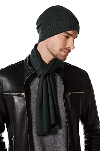 Cachecol de inverno EURKEA 100% lã de merino macio e aconchegante para homens, Dark Green, F