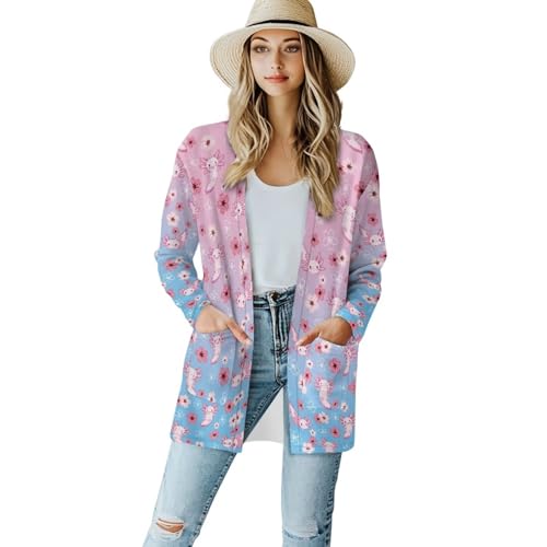 Image of Women's Open Front Cardigan Long Sleeve Loose Sweater Lightweight Soft Cardigan Jackets