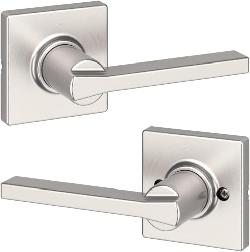 Image of Kwikset Casey Interior Passage Door Handle, Lever for Closet and Hallway Doors, Reversible Non-Locking Handle Lever, Satin Nickel, with Microban Protection (Pack of 6)
