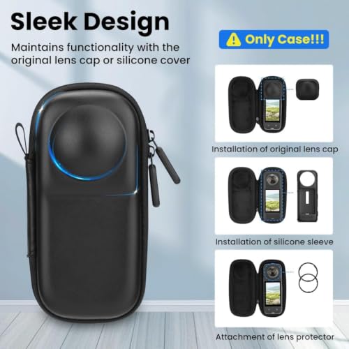 Image of Action Pro Carrying Case Compatible with Insta360 X4 /X5 (Fits Original Lens Cap), Hard Shell Portable Storage Bag, Shockproof Travel Protective Case with Carabiner, Black
