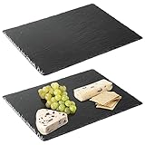 ASPECTO NATURAL: El juego de tablas de pizarra es de piedra ligera y tiene un aspecto natural. Su recubrimiento de barniz es apto para alimentos y no altera su apariencia moderna.