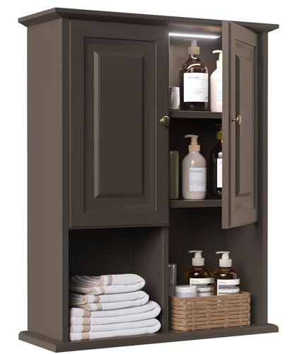 Amazon.com: HAIOOU Bathroom Wall Cabinet with Motion Sensor LED Light ...