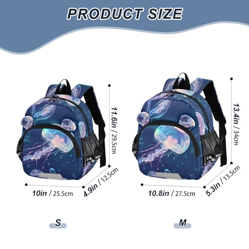 Kid's Backpack for Boys & Girls Toddler Bag Colorful Jellyfish Pattern Backpack with Safety Leash2