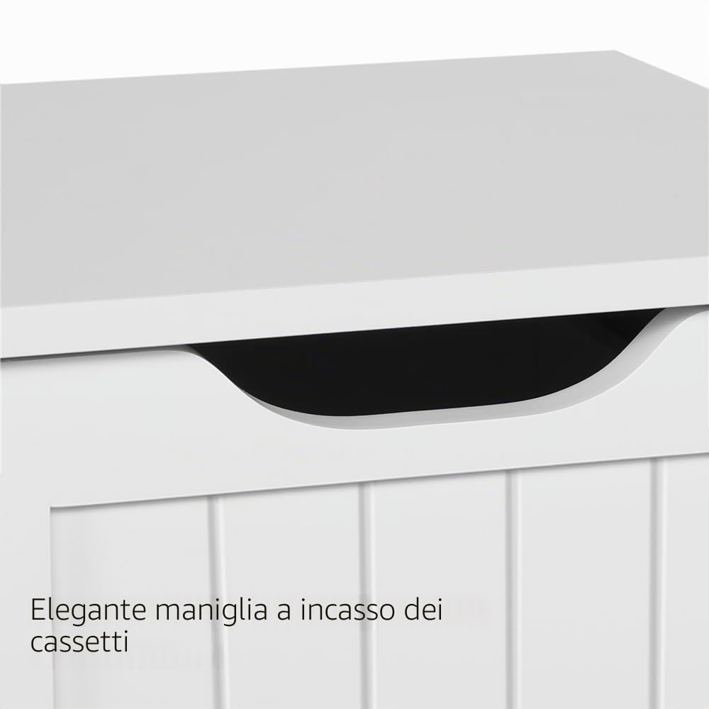 Yaheetech Mobile da Bagno Cassettiera con 4 Cassetti Armadio Autoportante Mobiletto Ausiliario Bagno Salvaspazio 30 x 30 x 82 cm Bianco