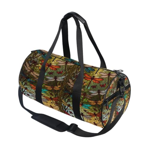 Bolsa de gimnasio ligera con diseño floral de libélulas para tus viajes y entrenamientos