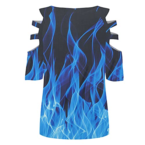 Summer Women Cold Shoulder Tshirt Tops Casual Sexy Loose Fit V Neck Blouses Fashion Short Sleeve Zipper Tunic Tees #TOP3