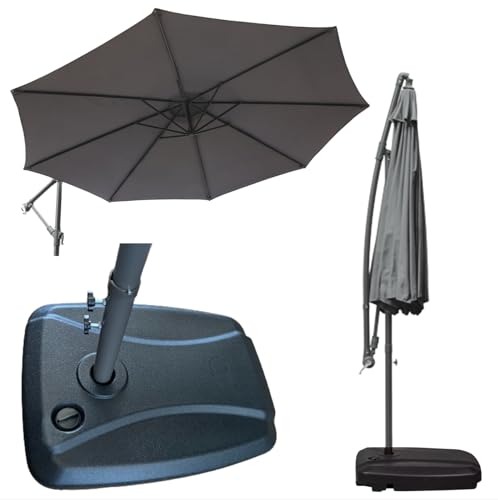 Ombrelone Com Base 55L Lateral Suspenso Para Piscina Jardim Mali Cinza Quente - AMZ