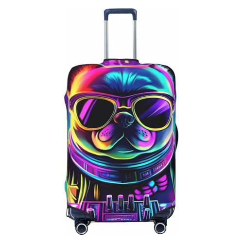 Dj Puppy Housse de protection élastique pour valise de voyage Motif imprimé anti-rayures, Noir , S