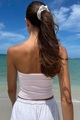 Cioatin Women Sexy Strapless Bandeau Tube Tops Sleeveless Tight Clean Fit Crop Tank Y2K Coquette Teens Layering Clothes3