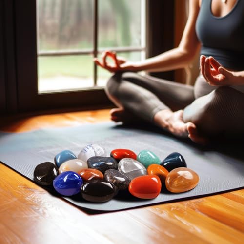 Image of Polished Stone Set Blue Aventurine Crystals, 0.8 inch Handpicked Tumbled Gemstones Rocks, Pebbles for Reiki, Chakra, Healing, Home Decor