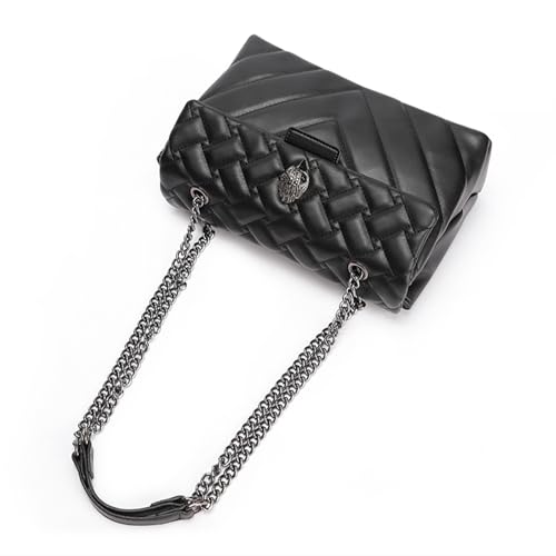 Image of Rejolly Rainbow Stripe Crossbody Shoulder Bag for Women Color Blocking PU Leather Colourful Purse with Chain Strap | PU Leather, with Chain Strap