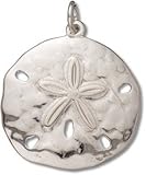 Sterling Silver High Polish Medium Sand Dollar Charm with Split Ring - Item #3355