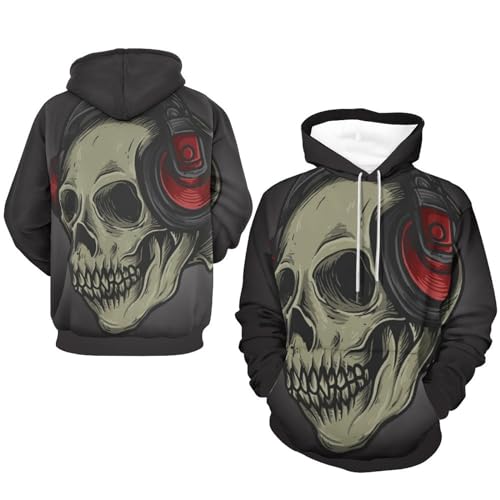 Sweats à capuche manche longue hoody sweatshirt pull noir squelette UMENG