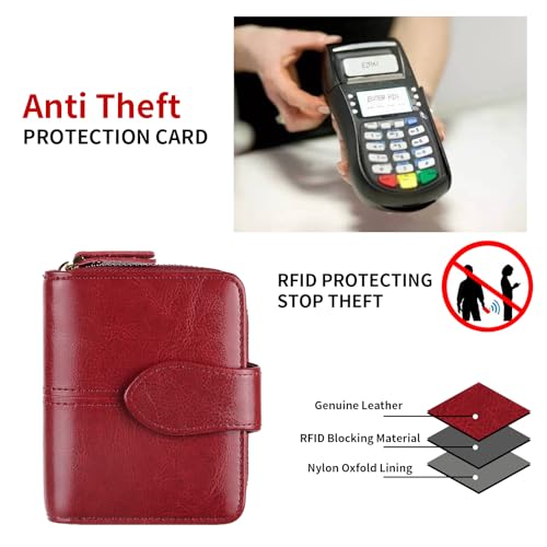 Womens Wallet Small Wallets for Women Multi-capacity design Women's short Wallet Wallet Card bag Short zipper with Credit Card Holder Id Window4