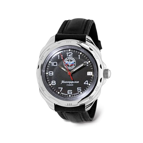 Vostok Reloj de pulsera mecánico Komandirskie Emercom #951, Cuero 211951, Militar Vostok Reloj de pulsera mecánico Komandirskie Emercom #951, Cuero 211951, Militar