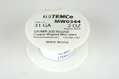 Image of TEMCo 31 AWG Copper Magnet Wire - 2 oz 494 ft 200C Magnetic Coil Winding