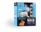 Crocodile Creek DIY Painting Kit - Vibrant Arts and Crafts for Kids Ages 6-8 and Up - Rock Rabbit - Includes 6 Weather-Proof acrilyc Paints and Brush