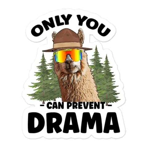 No Drama Sticker Llama Sticker (2 Pack) Only You Can Prevent Drama Sticker for Office Politics Sticker for School No Llama Stickers for Office Politics Cover
