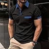 Polo da lavoro da uomo, a maniche corte, leggera, traspirante, da golf, per attività all'aria aperta, per adulti, per lo sport estivo, maglietta basic slim fit, in cotone, regalo da uomo, Nero , XXL #1