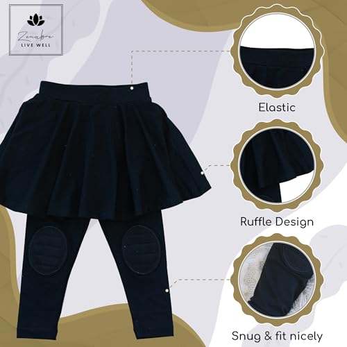 Viscose Girl's Leggings with Skirt and Knee Pads, Black Leggings Girls Toddler Leggings 2t - 5t Leggings3