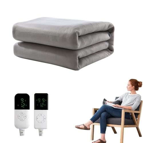 Electric Blanket Energy Efficient Smart Control Heated Blanket Double 180X150cm/Single 80X150cm Body Warmer Underblanket with Timer Overheat Protection (Single)