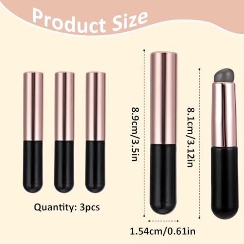 Lippenpinsel Silikon 3 Stück, Lippen Make up Pinsel mit Kappe, Multifunktional Make-up-Pinsel, Lippenmasken Applikator für Concealer Lippenstifte Lipgloss Lippenbalsam