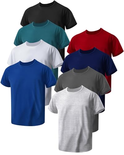 Chuarry 8 Pack Youth Boys Athletic T-Shirts Quick Dry Shirts Short Sleeve Tees Bulk Active Performance for Boys Kids Girls - Main Image